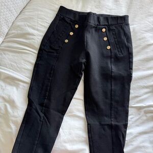 ZARA Black Slim Pants with Gold Button Detail – Size L